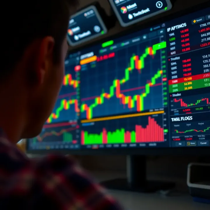 Interface of IQ Option platform displaying various trading instruments and market charts