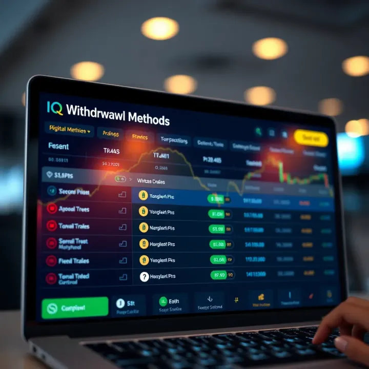 Secure digital transaction interface showing withdrawal options on a trading platform