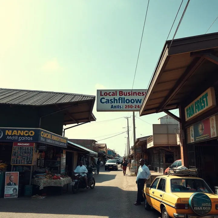 Local Ngcobo market showcasing small businesses and stalls under clear skies