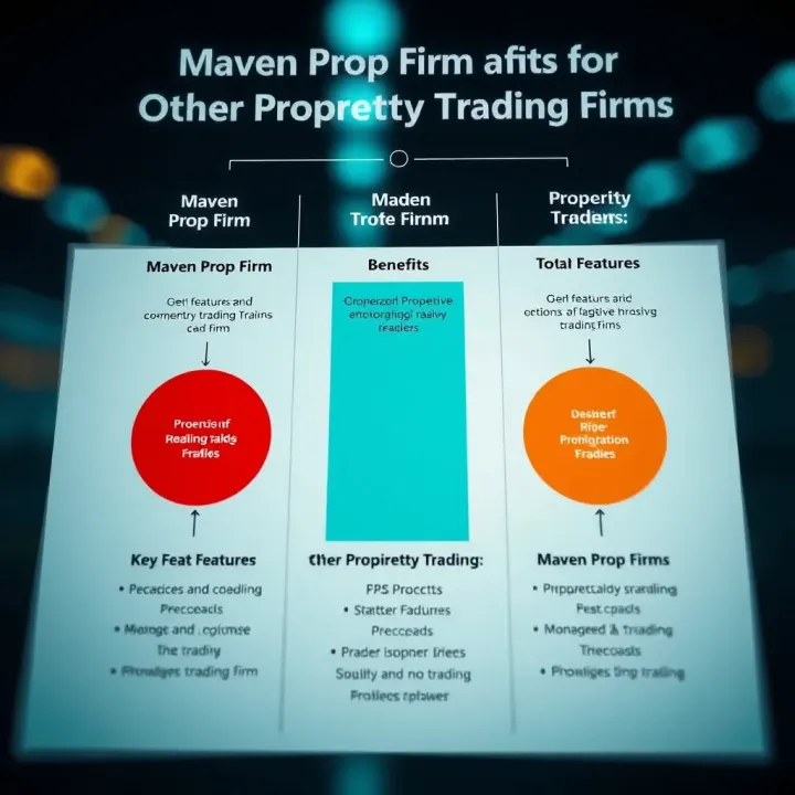 Diagram comparing key features and benefits of Maven Prop Firm against other proprietary trading firms.