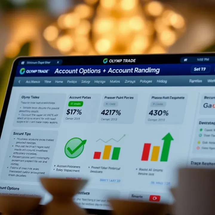 Graphic illustrating account options and tips for managing investments efficiently on Olymp Trade platform