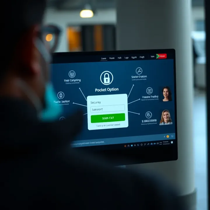 Pocket Option Security and Customer Support Overview Secure login screen emphasizing Pocket Option's safety features and customer support options