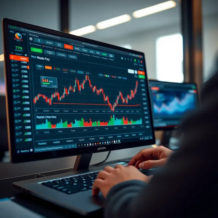 User interface of Pocket Option showcasing various trading assets and real-time chart analysis