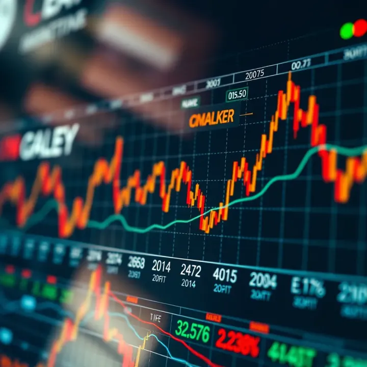 Graph showing fluctuating stock market indices with highlighted key factors influencing changes