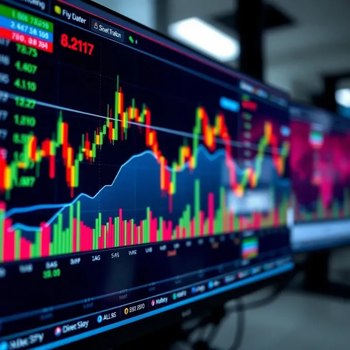 South African forex trading charts and growth indicators on a digital screen