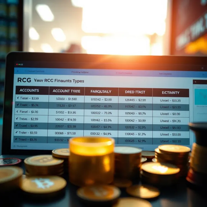 RCG Account Types and Funding Methods Available for South African Traders Visual representation of various account types and funding options provided by RCG for traders