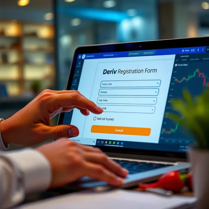 User completing registration form on Deriv platform