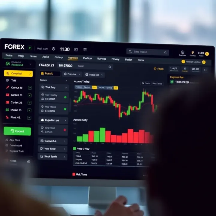 Dashboard of a regulated forex trading platform highlighting account setup and risk management tools