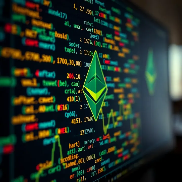 Monero Blockchain Code Visualization Close-up of a computer screen displaying Monero cryptocurrency code