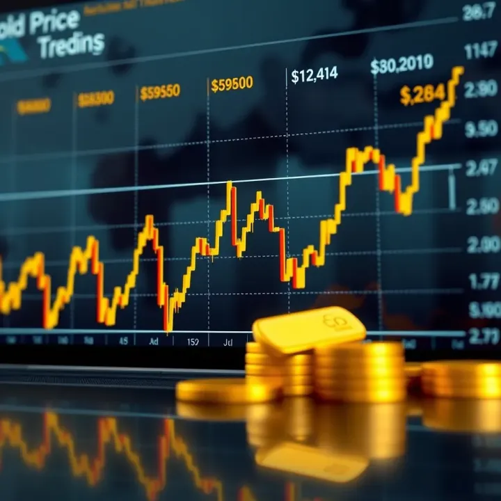 Graph showing gold price fluctuations alongside South African rand exchange rates
