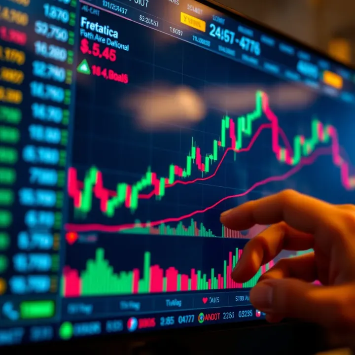 Forex Trading Charts Highlighting Market Trends in South Africa A dynamic chart displaying forex currency pairs with upward trends and trading indicators