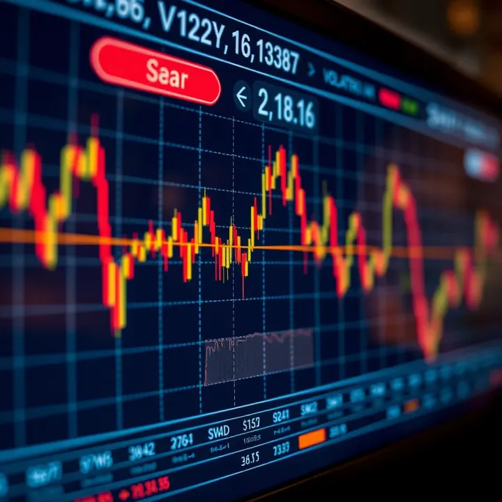 Volatility Index Fluctuations on Trading Interface Graph displaying fluctuating Volatility Index values on a digital trading platform