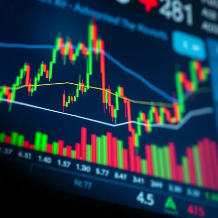 Automated Forex Trading Performance Analysis Graph displaying automated forex trading performance with candlestick patterns and algorithmic signals