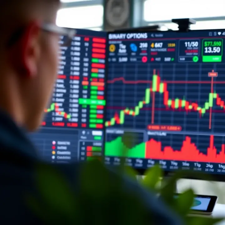 Binary Options Trading Platform Interface Overview Interface displaying various financial assets and binary options trading choices