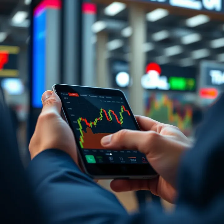 Graph showing sudden surge in stock market prices monitored on an Android device