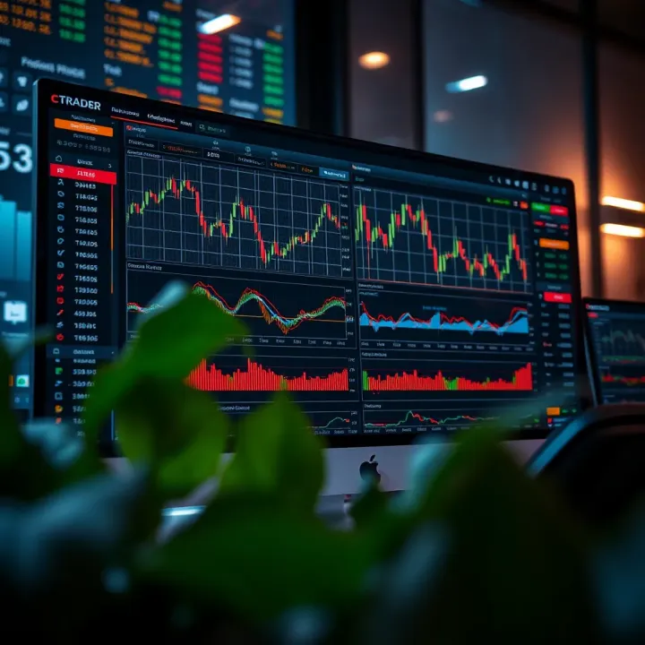 cTrader Trading Platform Interface Overview cTrader platform interface showing various trading tools and charts for forex and CFD trading