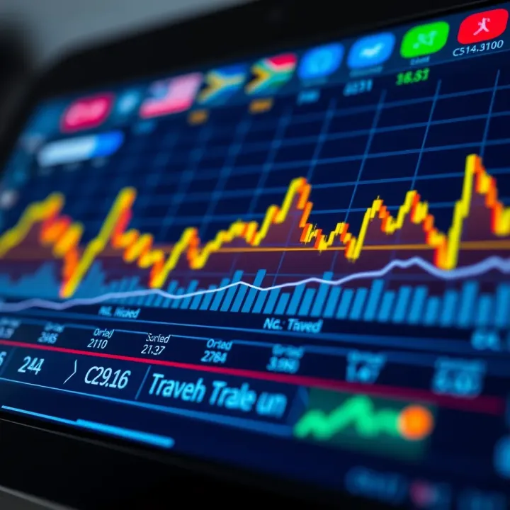 Graph showing diverse trading options and financial market trends in South Africa