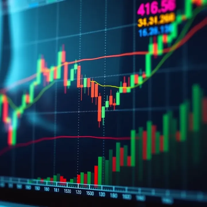 Chart showing Fibonacci retracement levels overlaid on a stock price movement highlighting key support and resistance zones