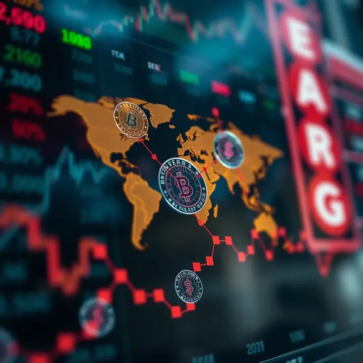 Illustration of major global currencies with exchange rate connections