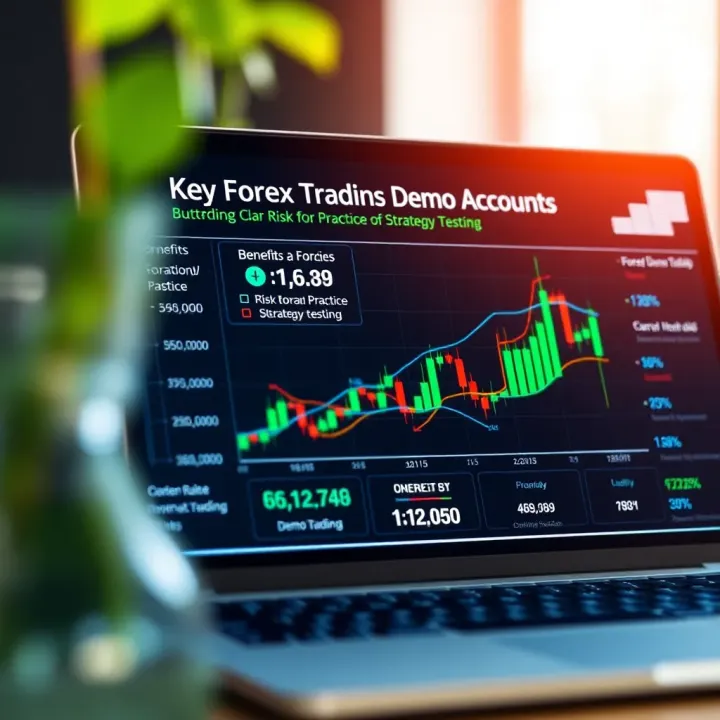 Graph illustrating benefits of forex demo accounts such as risk-free practice and strategy testing