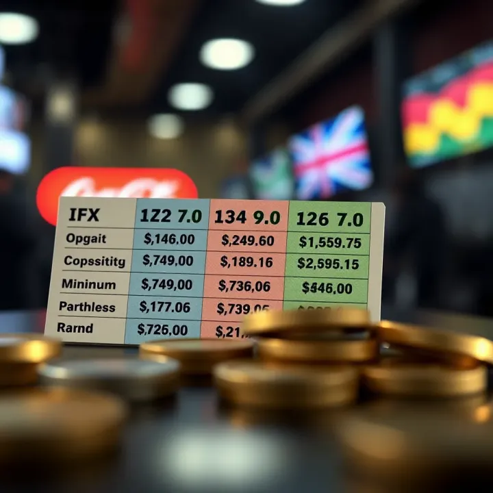 Illustration showing comparison of minimum deposit amounts required by various IFX brokers in South African Rand