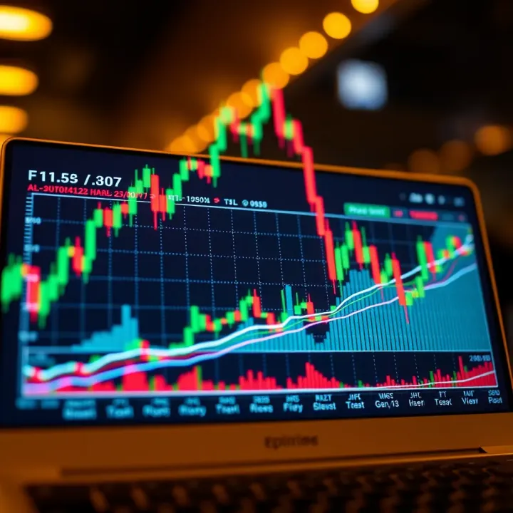Automated Forex Trading Algorithm Visualization Graph of automated forex trading showing algorithm-driven buy and sell points