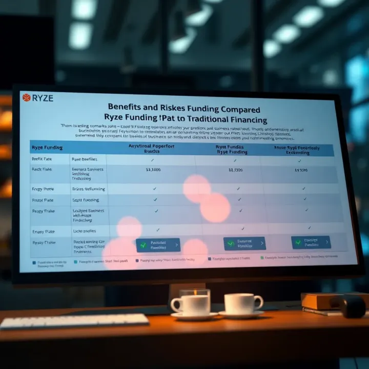 Comparison chart highlighting benefits and risks of Ryze funding versus traditional business financing methods