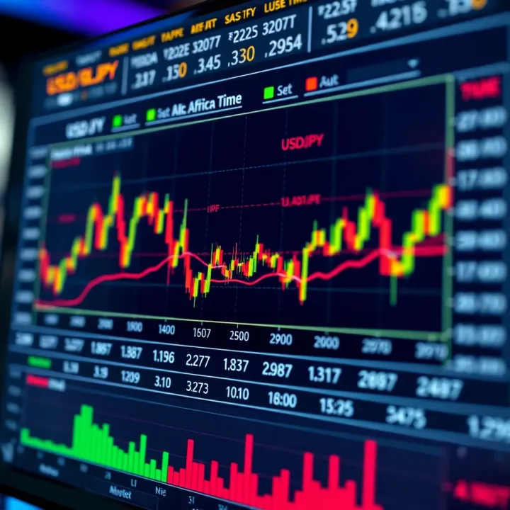 USD/JPY Volatility Patterns in South African Trading Hours Chart showing USD/JPY price volatility during different South African Standard Time intervals