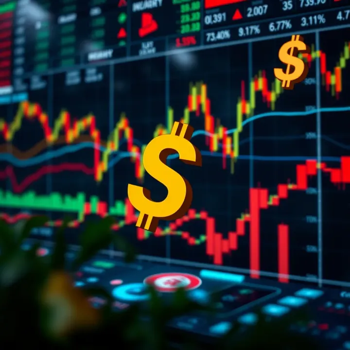 Conceptual representation of diverse financial markets with graphs and currency symbols